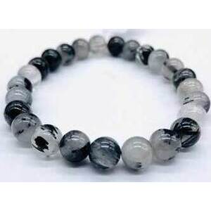 5-6mm Quartz W Black Rutile bracelet