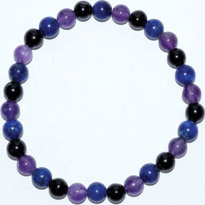 6mm Amethyst, Lapis, Black Tourmaline