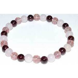 6mm Rose Qtz, Strawberry Qtz & Garnet bracelet