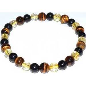 6mm Tiger Eye,Citrine & Touramline, Black bracelet