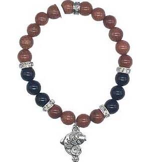 8mm Gold Sandstone, Black Agate, Fish bracelet 8mm Gold Sandstone, Black Agate, Fish bracelet