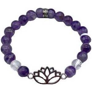 8mm Chevron Amethyst, Quartz, Lotus bracelet