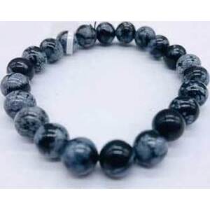 8mm Obsidian, Snowflake bracelet