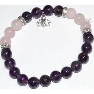 8mm Amethyst & Rose Qtz/ Lotus