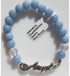8mm Angelite/ Quartz with Angel 8mm Angelite/ Quartz with Angel