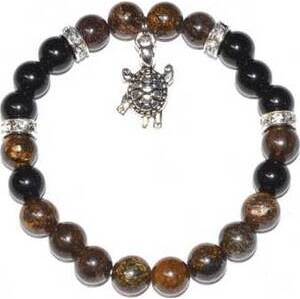 8mm Bronzite & Rainbow Obsidian with Turtle 8mm Bronzite & Rainbow Obsidian with Turtle