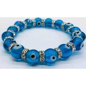 8mm Evil Eye in Aqua bracelet