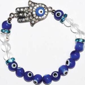 8mm Evil Eye/ Clear Quartz with Hand 8mm Evil Eye/ Clear Quartz with Hand