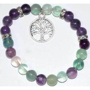 8mm Fluorite & Amethyst/ Tree of Life