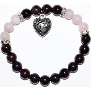 8mm Garnet/ Rose Quartz with Heart 8mm Garnet/ Rose Quartz with Heart