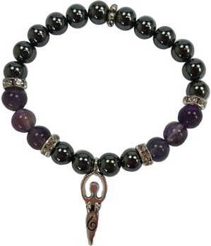 8mm Hematite/ Amethyst Goddess Bracelet