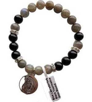 8mm Blue Labradorite & Black Tourmaline / Wolf 8mm Blue Labradorite & Black Tourmaline / Wolf