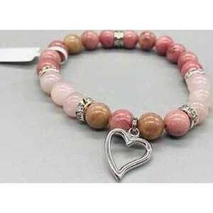 8mm Rhodonite/ Rose Quartz with Heart