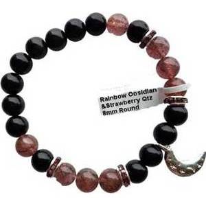 8mm Rainbow Obsidian & Strawberry Quartz / Moon 8mm Rainbow Obsidian & Strawberry Quartz / Moon