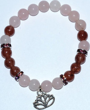 8mm Rose Quartz/ Strawberry Quartz with Lotus 8mm Rose Quartz/ Strawberry Quartz with Lotus