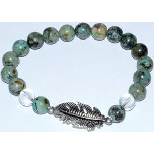 8mm Turquoise/ Quartz with Feather