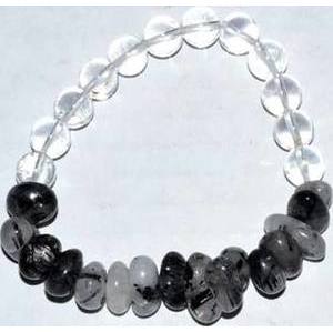 Nuggets, Quartz with Tourmaline & Quartz gemstone bracelet Nuggets, Quartz with Tourmaline & Quartz gemstone bracelet