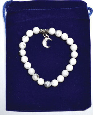 8mm Howlite & Cresent Moon bracelet 8mm Howlite & Cresent Moon bracelet