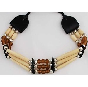 Brown Beaded Bone Choker