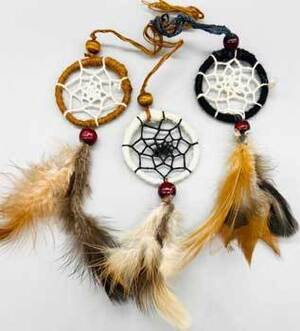 (set of 6) 2" Dreamcatcher natural