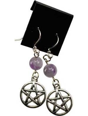 Amethyst Pentagram Earrings