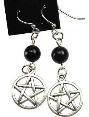 Black Onyx Pentagram Earrings