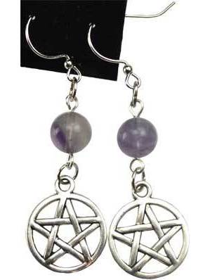 Fluorite Pentagram Earrings