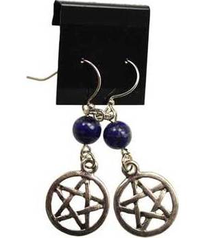 Lapis Pentagram Earrings