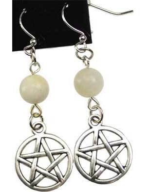 Moonstone Pentagram Earrings Moonstone Pentagram Earrings