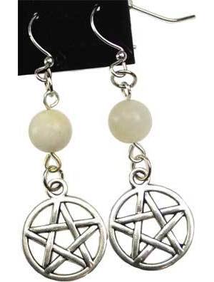 Moonstone Pentagram Earrings