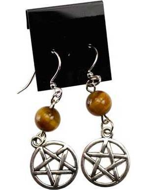 Tiger's Eye Pentagram Earrings