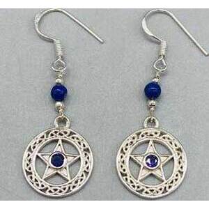 16mm Lapis Pentagram earrings