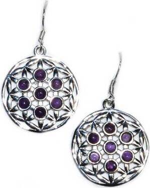 22mm Flower of Life amethyst earrings