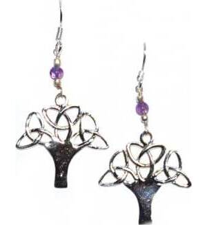 1.25" tree amethyst earrings