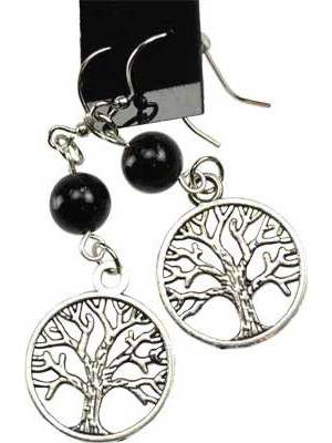 Black Onyx Tree of Life Earrings