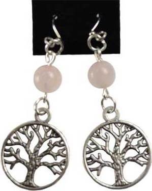 Rose Quartz Tree of Life Earrings