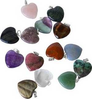 (set of 24) 3/4" (20mm) various Stones heart (set of 24) 3/4" (20mm) various Stones heart