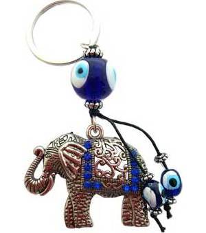 Elephant Evil Eye Keychain