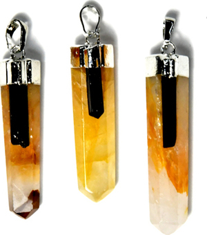 Golden Qtz w tourmaline pendant