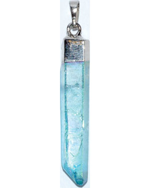 (set of 3) 2" Aqua Aura Quartz pendant