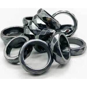 (set of 50) Faceted Hematite magnetic rings