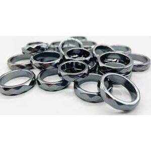 (set of 50) Faceted Hematite rings