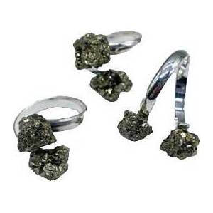 (set of 3) adjustable Pyrite rings