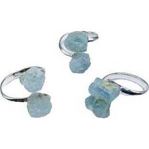 (set of 3) adjustable Aquamarine rings