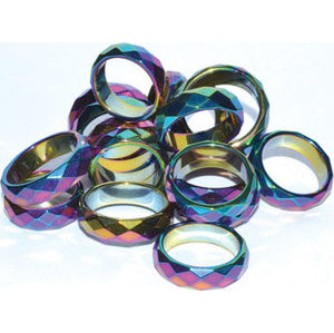 Rainbow Magnetic Hematite Faceted rings (50/bag)