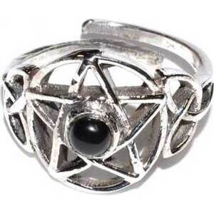 Pentacle black stone adjustable ring