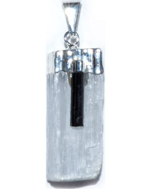 Selenite W/ Tourmaline pendant Selenite W/ Tourmaline pendant