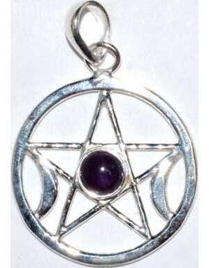 Pentacle moon amethyst pendant