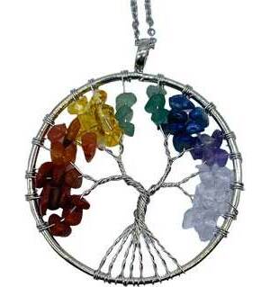 2" round Tree of Life Various stones necklace
