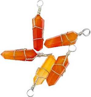 (set of 5) wire wrapped carnelian point